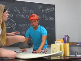 Blonde Schoolgirl Enjoys Fucking A Guy In The Classroom