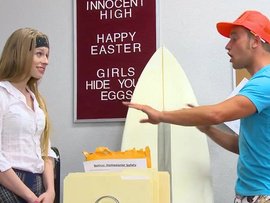 Blonde Schoolgirl Enjoys Fucking A Guy In The Classroom